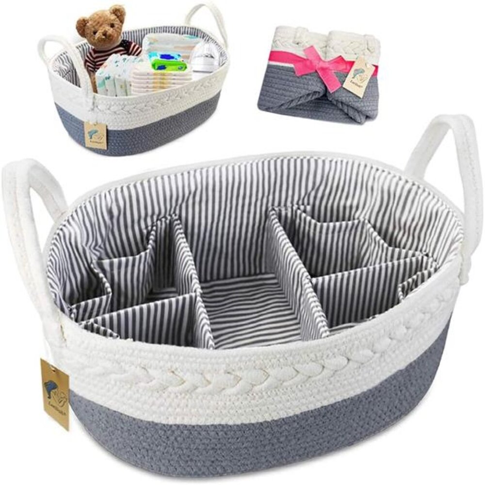 Baby Diaper Caddy Organizer Extra Large Cotton Nursery Storage Basket Portable